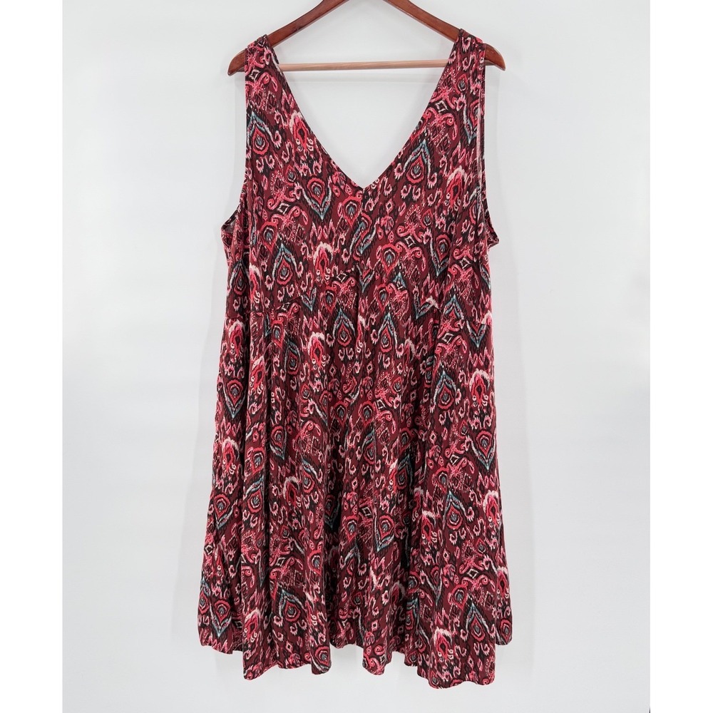 Torrid Ikat Challis Boho V-Neck A-Line Dress Size 2 18/20 Teacher Work Casual